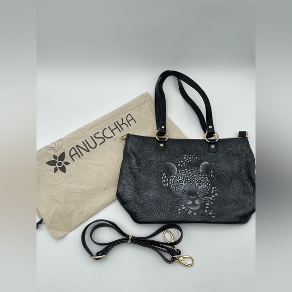 Anuschka Tooled Leather Crossbody Bag Adjustable Strap Cleopatra's Leopard Tote - Picture 3 of 15